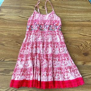 Tribal Red Patterned Summer Dress Size M